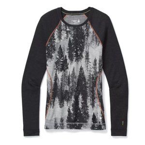 Women's Smartwool Merino 250 Baselayer Crew - Light Gray Forest Scape, L